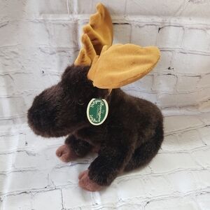 The Bearington Collection Marshall Moose Plush Stuffed Animal Brown Tan With Tag